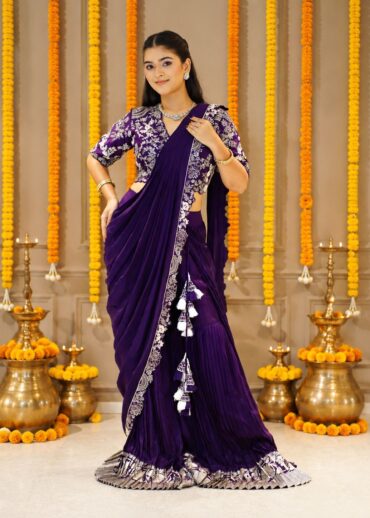 VIOLET DRAPE SAREE