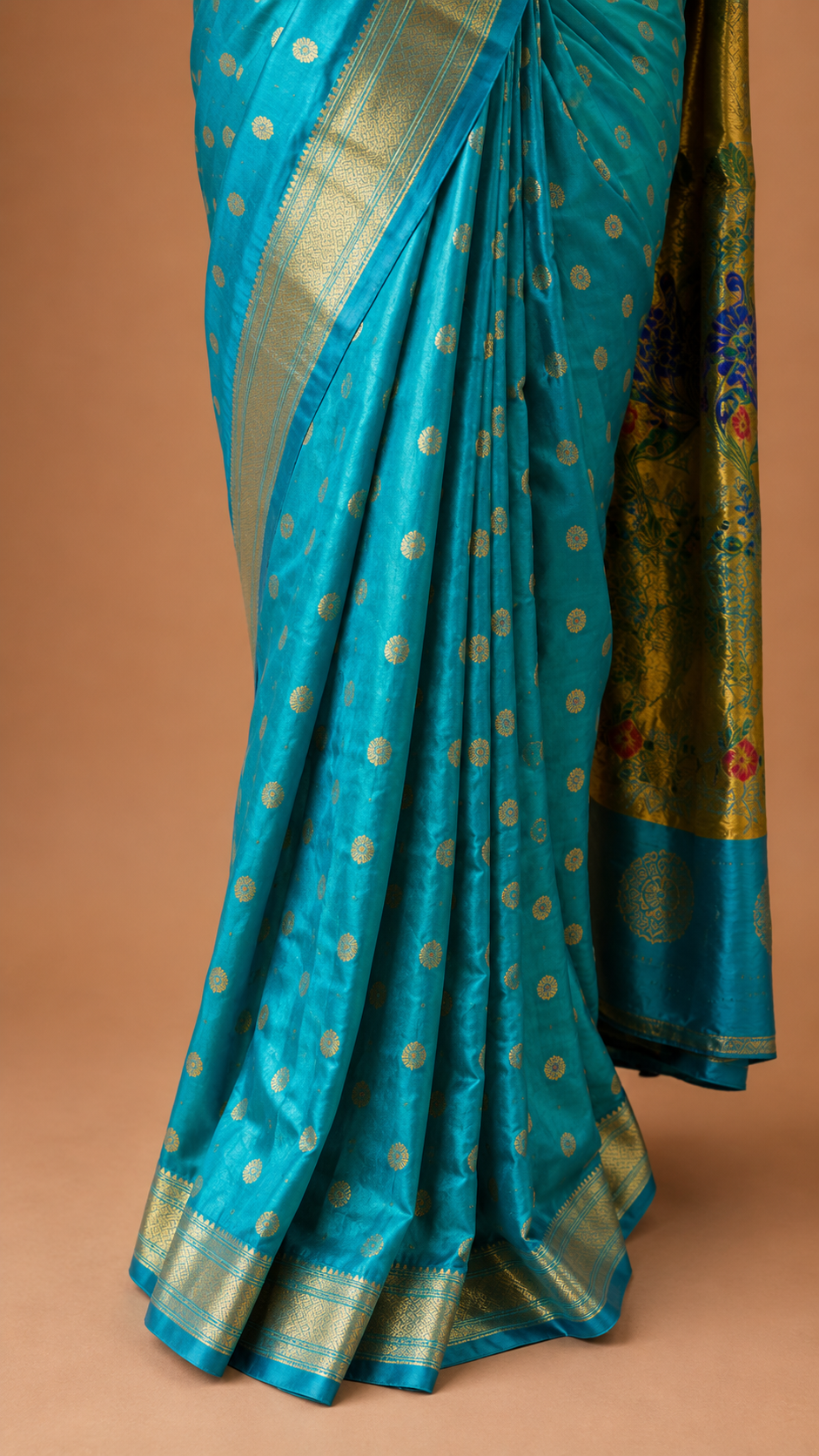 Turquoise Blue Paithani Silk Saree