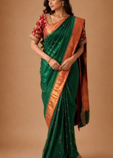 Emerald Muniya Paithani Silk Saree
