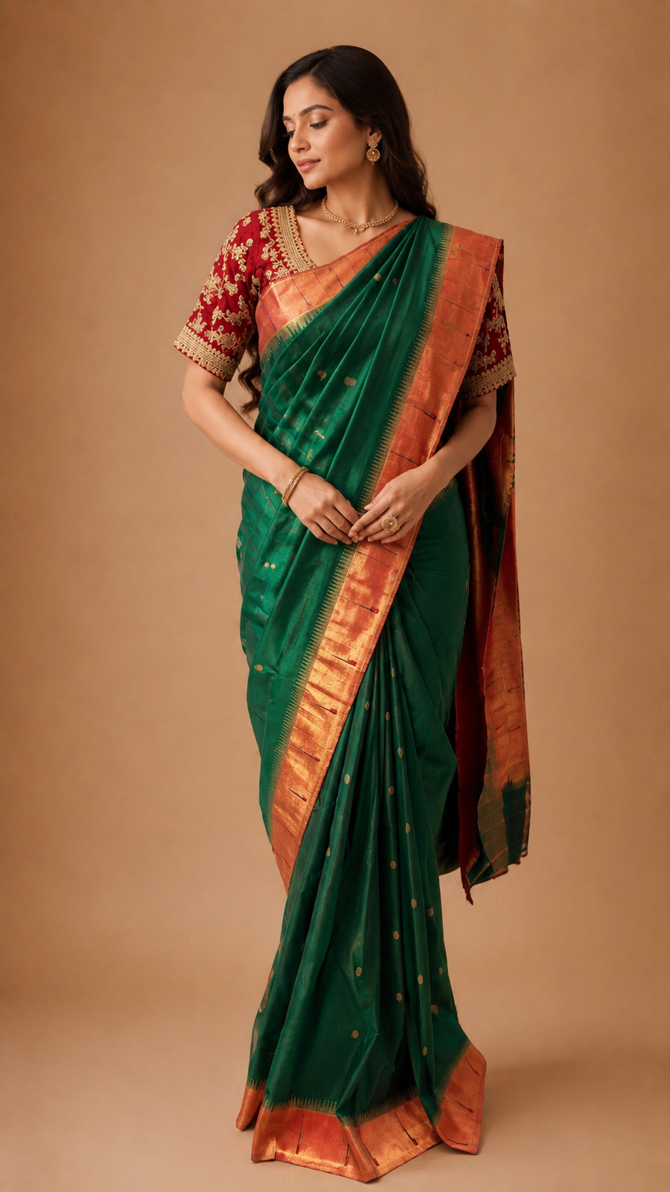 Emerald Muniya Paithani Silk Saree