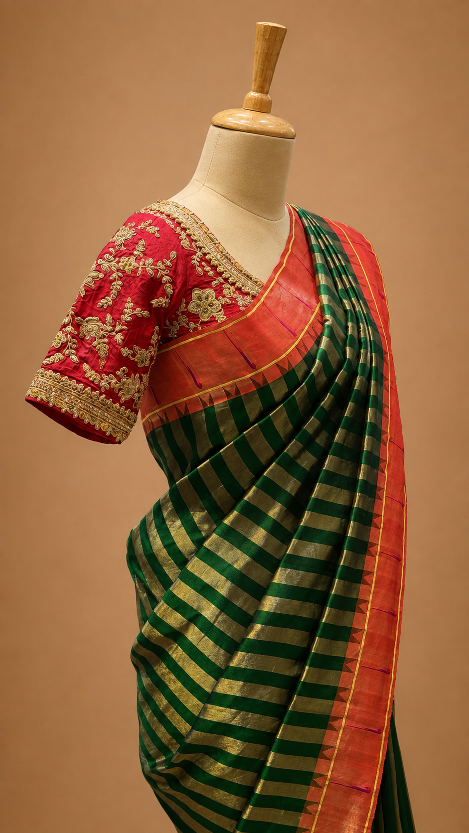 Emerald Muniya Paithani Silk Saree