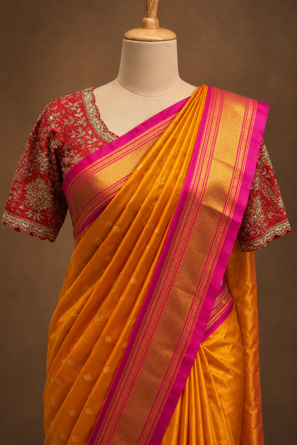 Gold Mustard Paithani Silk Saree