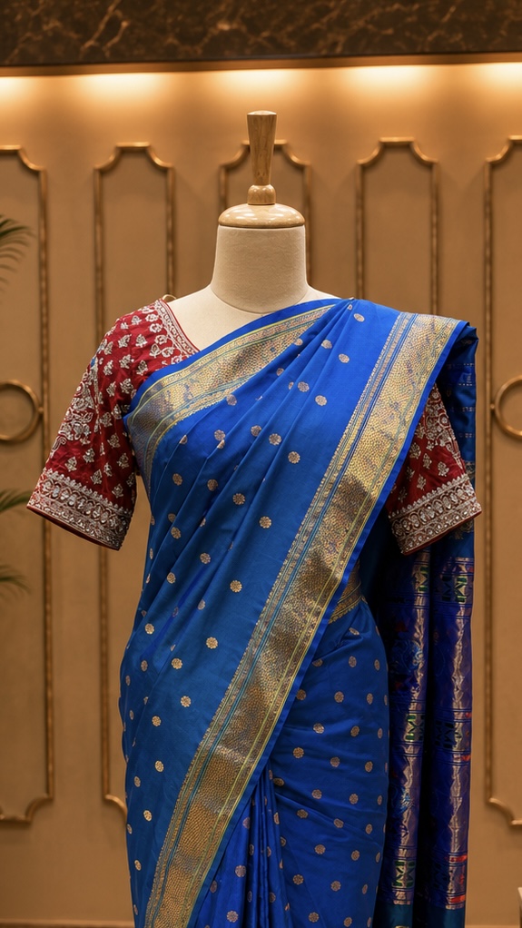 Royal Azure Kalanjali Paithani Silk Saree