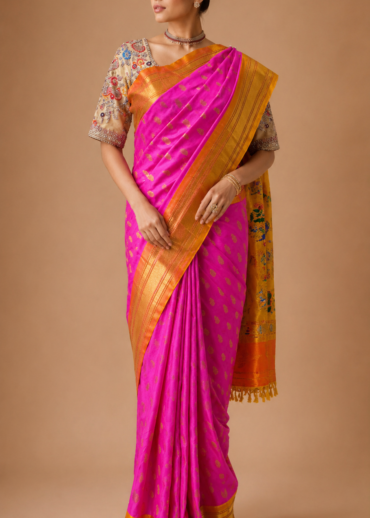 Rani Pink Traditional Paithani Silk Saree