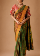 Emerald Green Dual Tone Peacock Paithani Silk Saree
