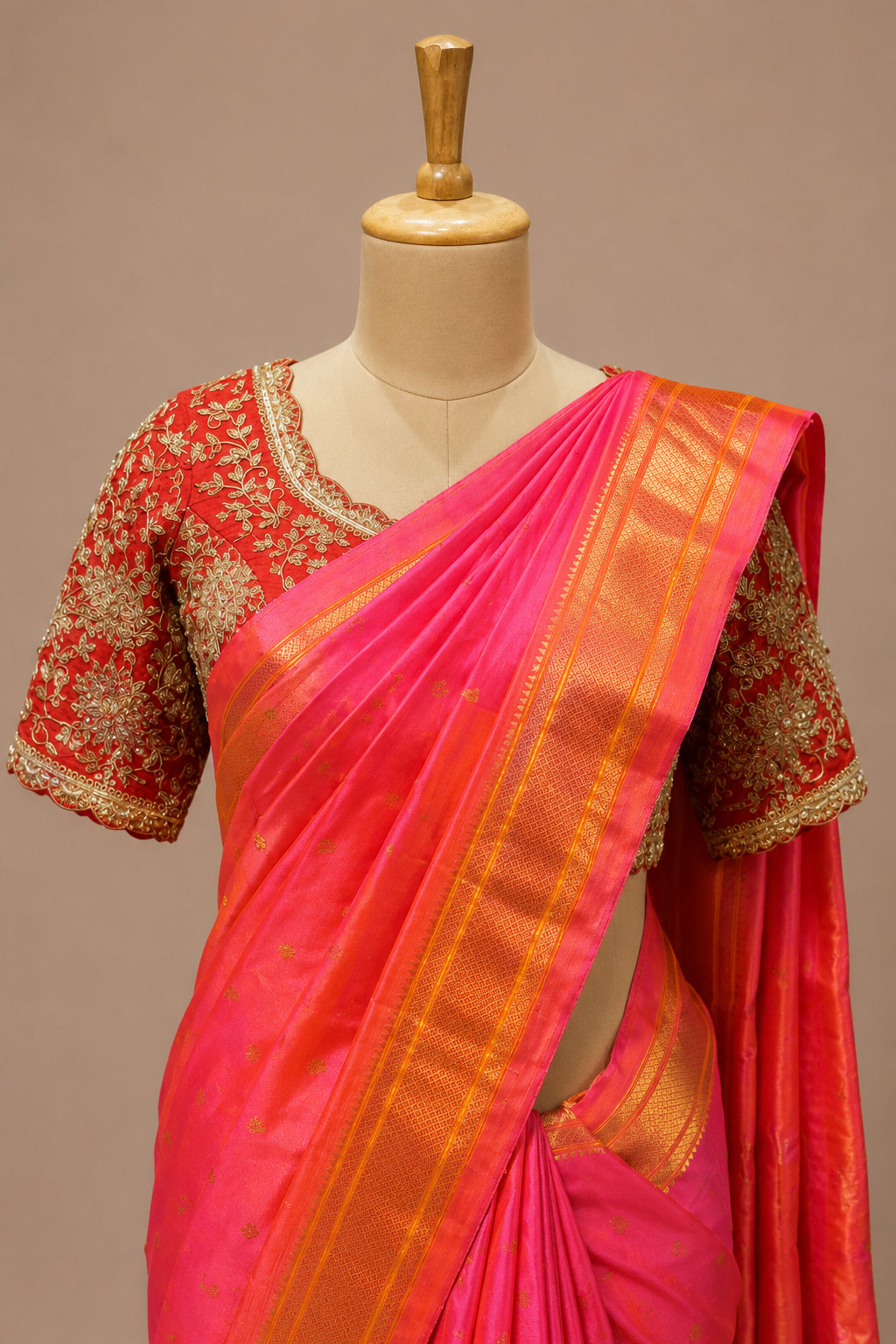 Pink Paithani Silk Saree