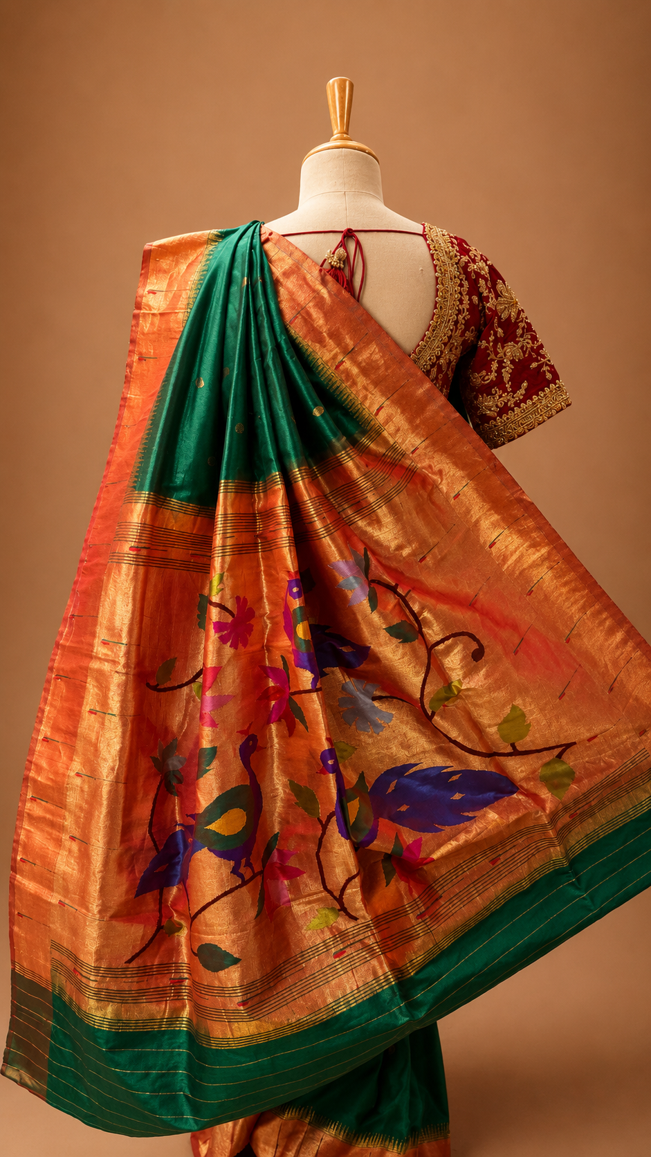 Emerald Muniya Paithani Silk Saree