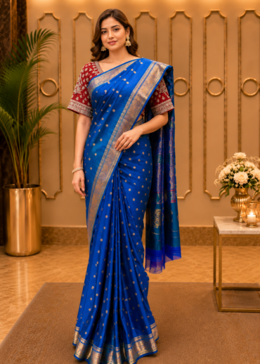 Royal Azure Kalanjali Paithani Silk Saree