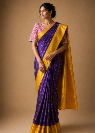 Royal Violet Paithani Silk Saree