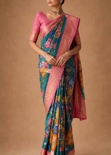 Peacock Heritage Kalamkari Paithani Silk Saree