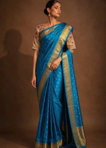 Peacock Blue Paithani Silk Saree