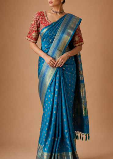 Azure Paithani Silk Saree