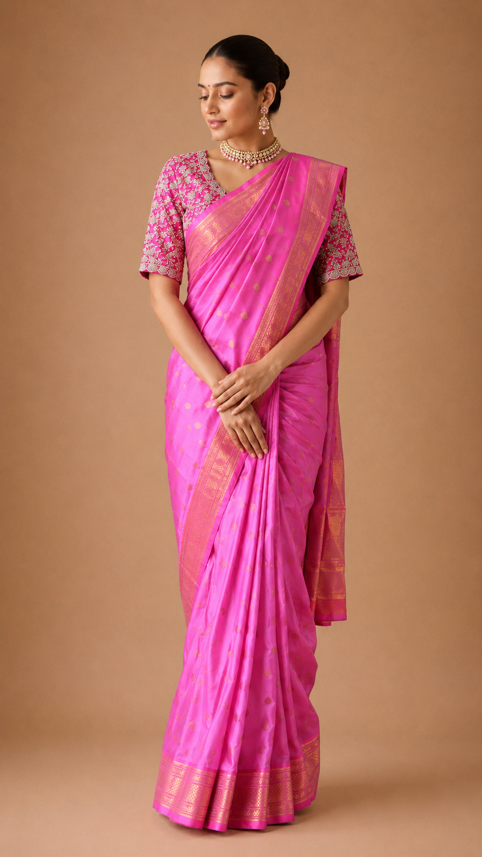 Pastel Pink Golden Zari Paithani Silk Saree