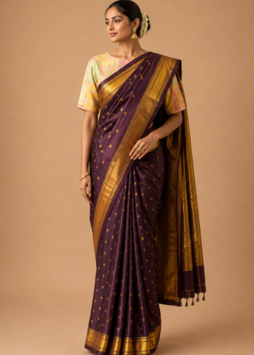 Regal Plum Paithani Silk Saree