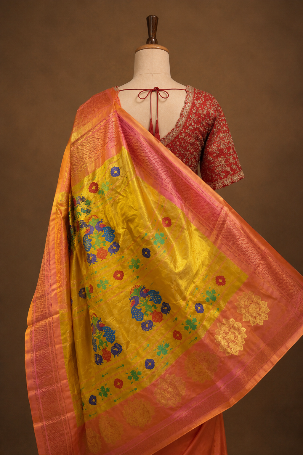 Peach Blossom Paithani Silk Saree