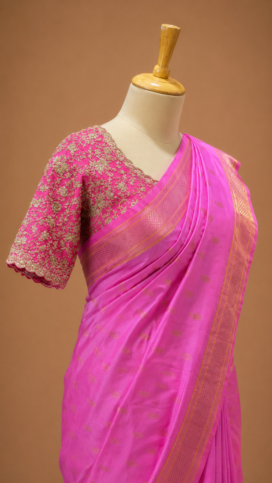 Pastel Pink Golden Zari Paithani Silk Saree