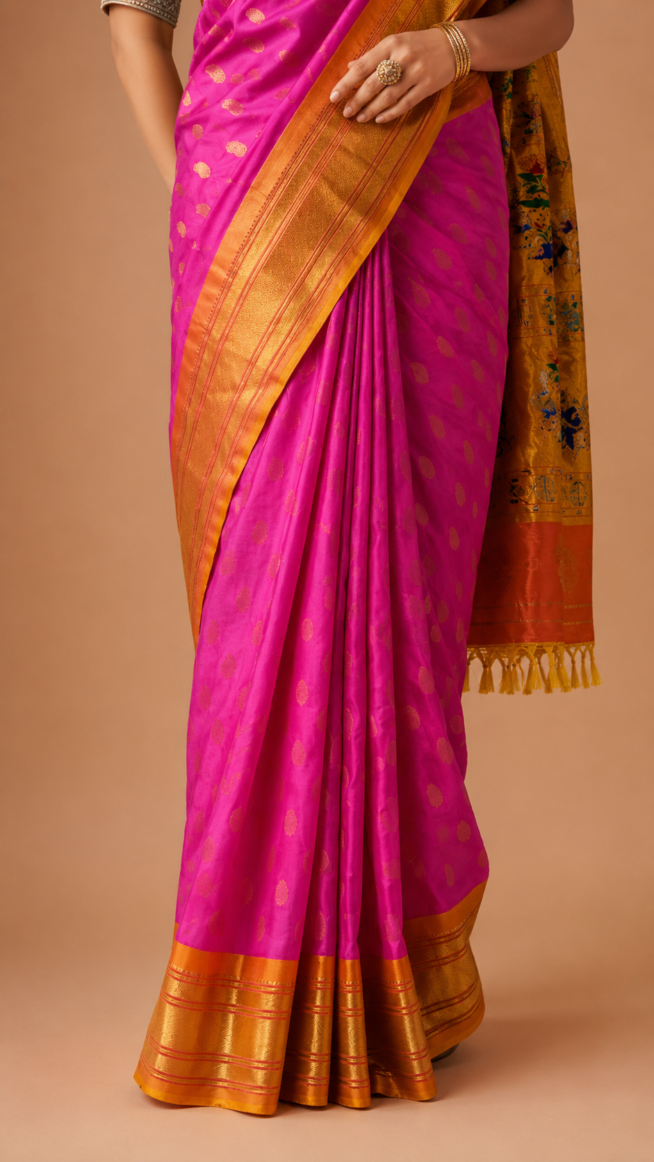 Rani Pink Traditional Paithani Silk Saree