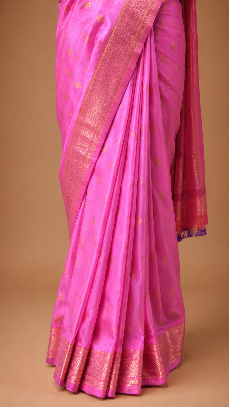 Pastel Pink Golden Zari Paithani Silk Saree