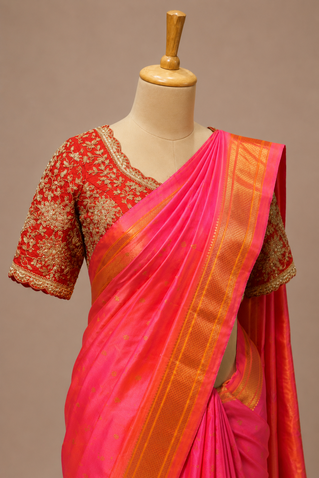 Pink Paithani Silk Saree