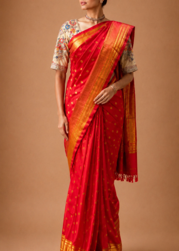 Royal Crimson Paithani Silk Saree