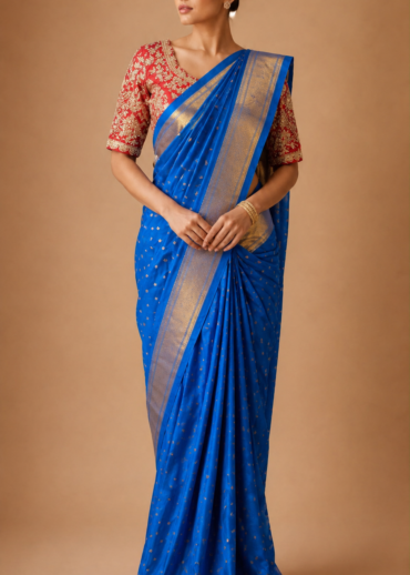 Royal Blue Butti Paithani Silk Saree