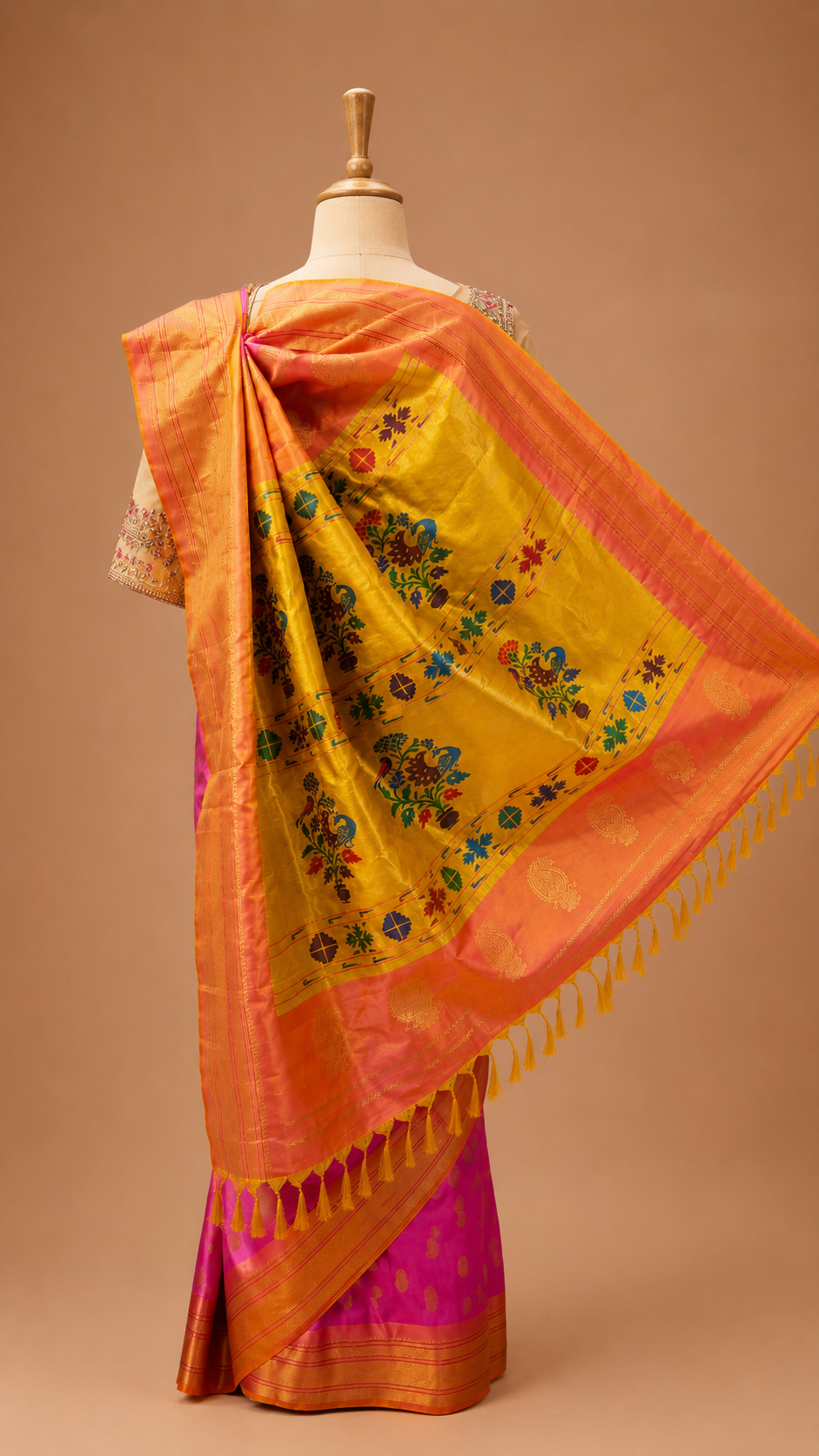 Rani Pink Traditional Paithani Silk Saree