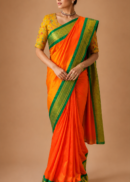 Orange Green Paithani Silk Saree