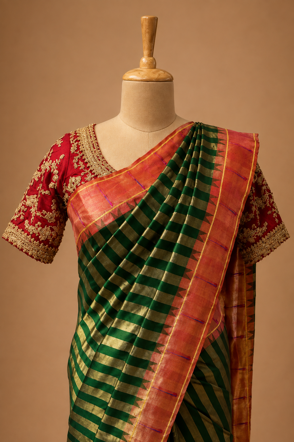 Emerald Muniya Paithani Silk Saree