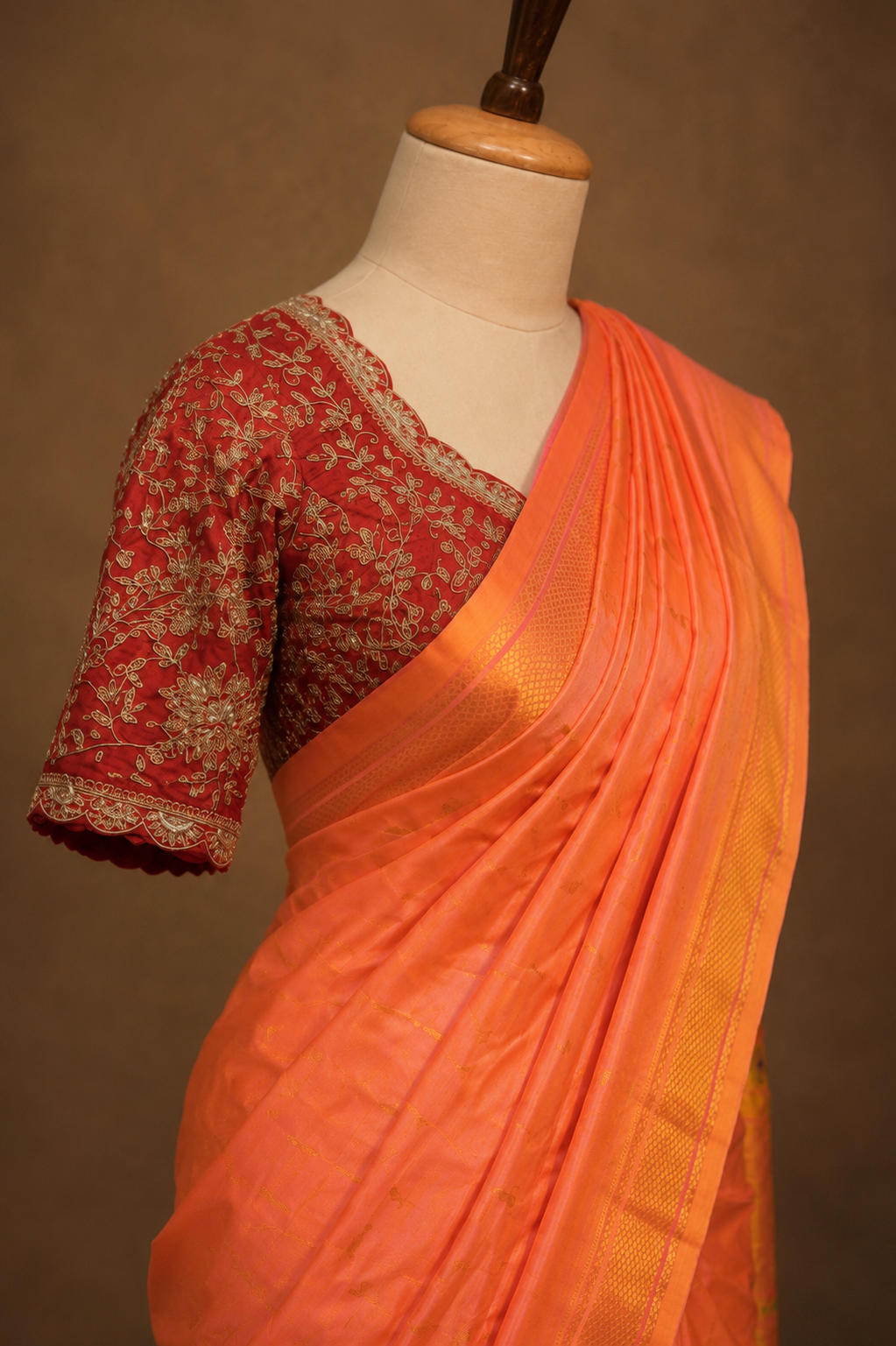 Peach Blossom Paithani Silk Saree