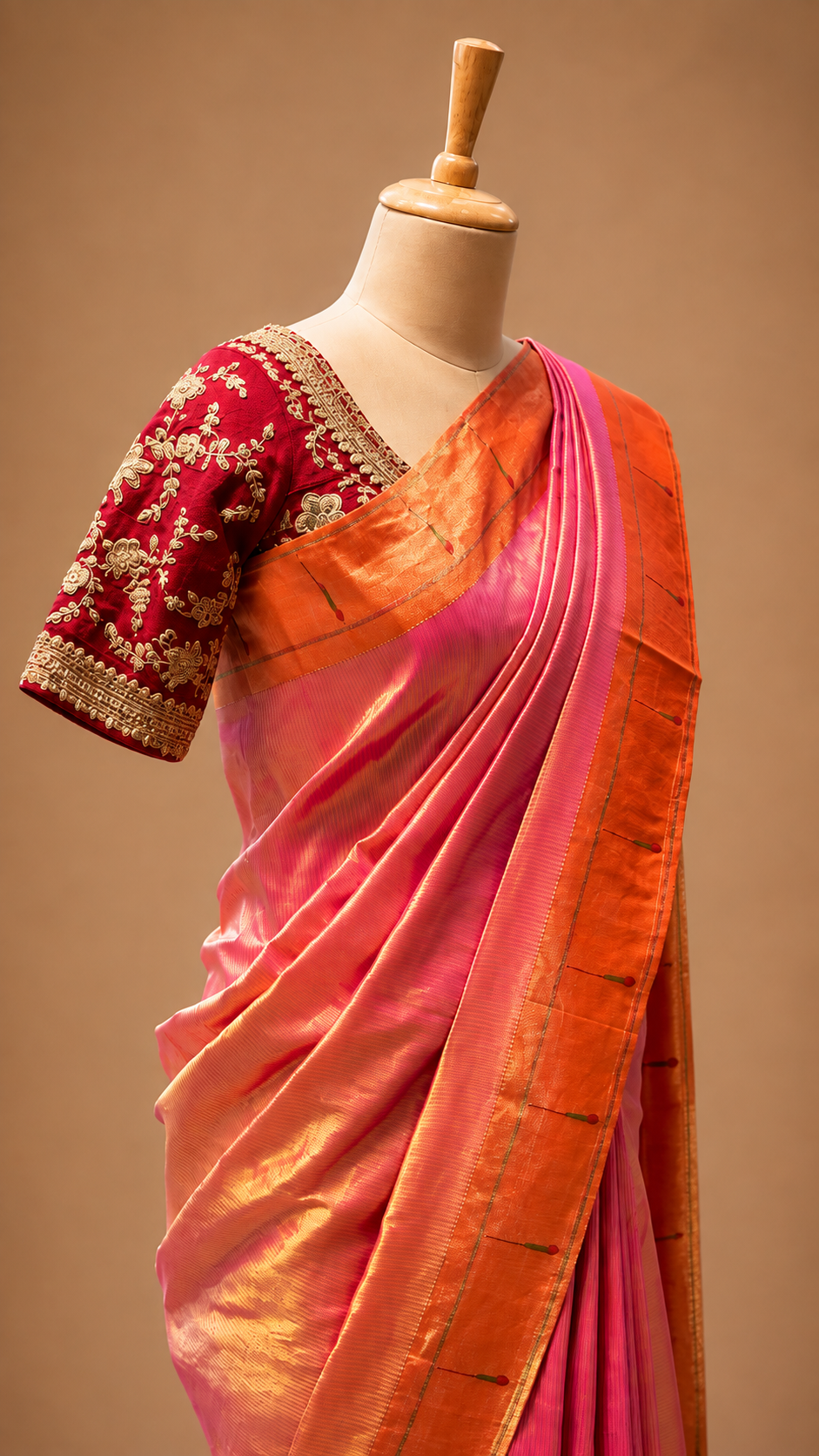 Gulnaar Tissue Lining Muniya Paithani Saree