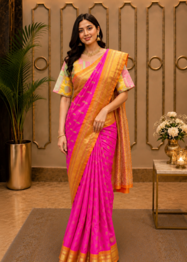 Rani Pink Kalanjali Paithani Silk Saree
