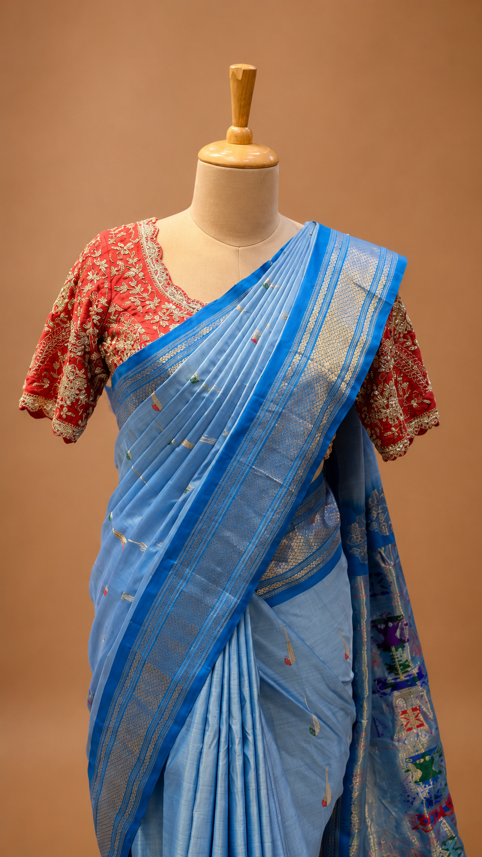 Sky Blue Paithani Silk Saree