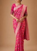 Rani Pink Meenakari Banarasi Silk Saree