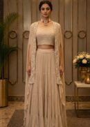 Ivory Blossom sleeveless jacket layered Skirt Set