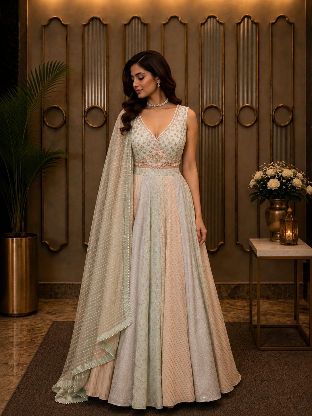Pastel Symphony Panelled Lehenga Set