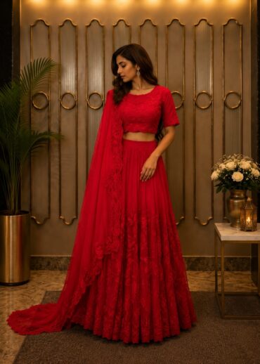 Crimson Royale Embroidered Lehenga Set